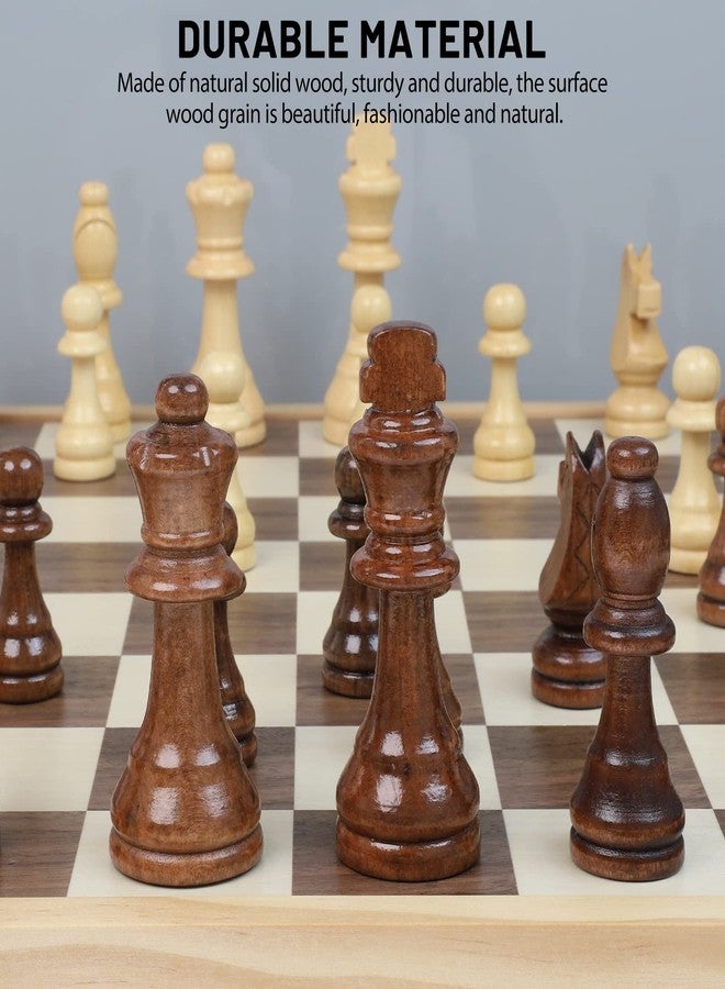 LEAP Wooden Chess Set 17" Inches - 2 Extra Queens - Folding Board Raised Edge, Handmade Portable Travel Chess Board Game Sets with Game Pieces Storage Slots - Chess Set for Adults and Beginner - Image 4